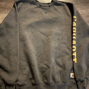Carhartt Charcoal Crewneck Sweater with Gold Lettering